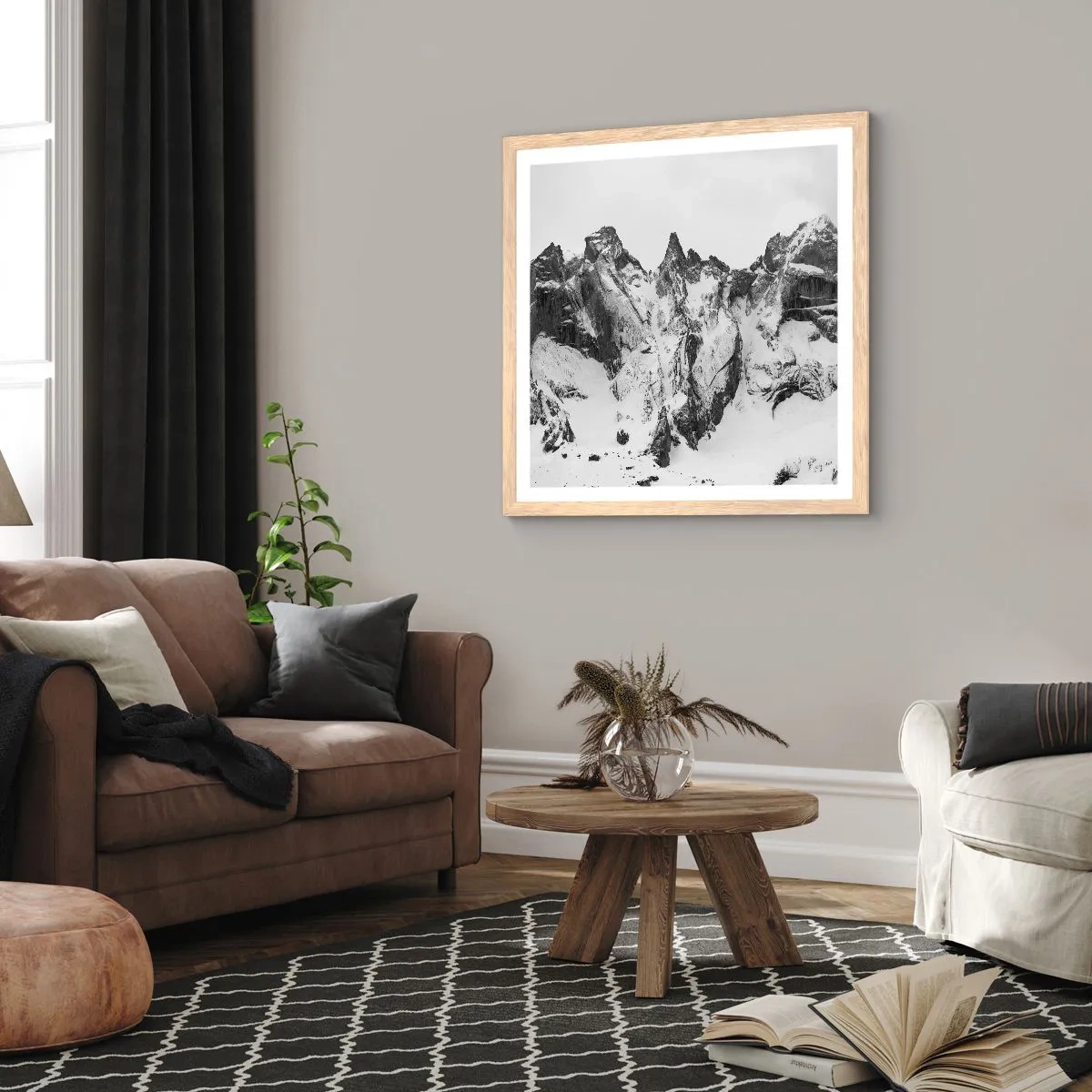 Poster in cornice rovere chiaro - Cresta minacciosa di granito - 50x50 cm