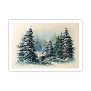 Poster - Paesaggio invernale con alberi innevati - 100x70cm - Pronti al Natale - Decorazione murale moderna per soggiorno e camera da letto ARTTOR