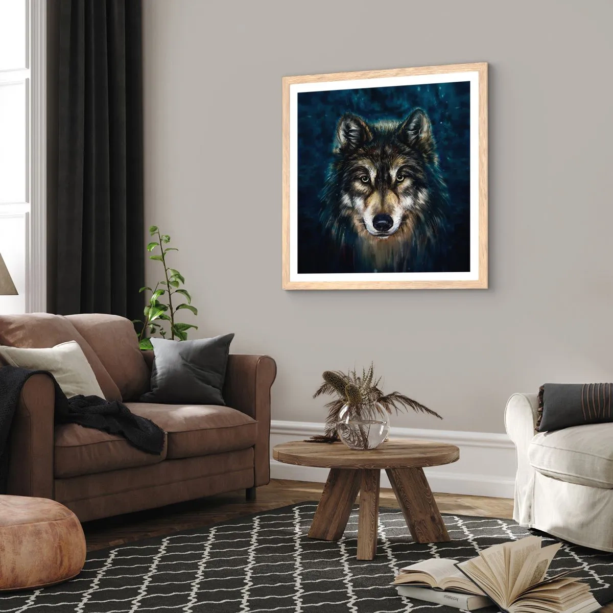 Poster in cornice rovere chiaro - Alfa? E omega - 60x60 cm