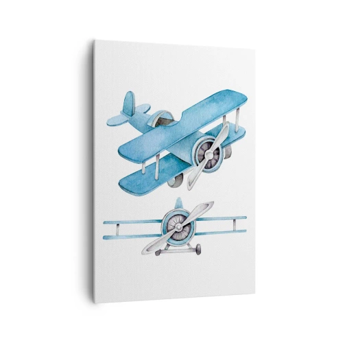 Quadro su tela - Stampe su Tela - Aeroplani retrò blu - 70x100cm - Nato per vincere - Decorazione murale moderna per soggiorno e camera da letto ARTTOR