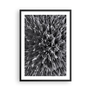 Poster in cornice nera - Composizione astratta in bianco e nero con forme geometriche - 50x70cm - Spigolosità massima - Decorazione murale moderna per soggiorno e camera da letto ARTTOR