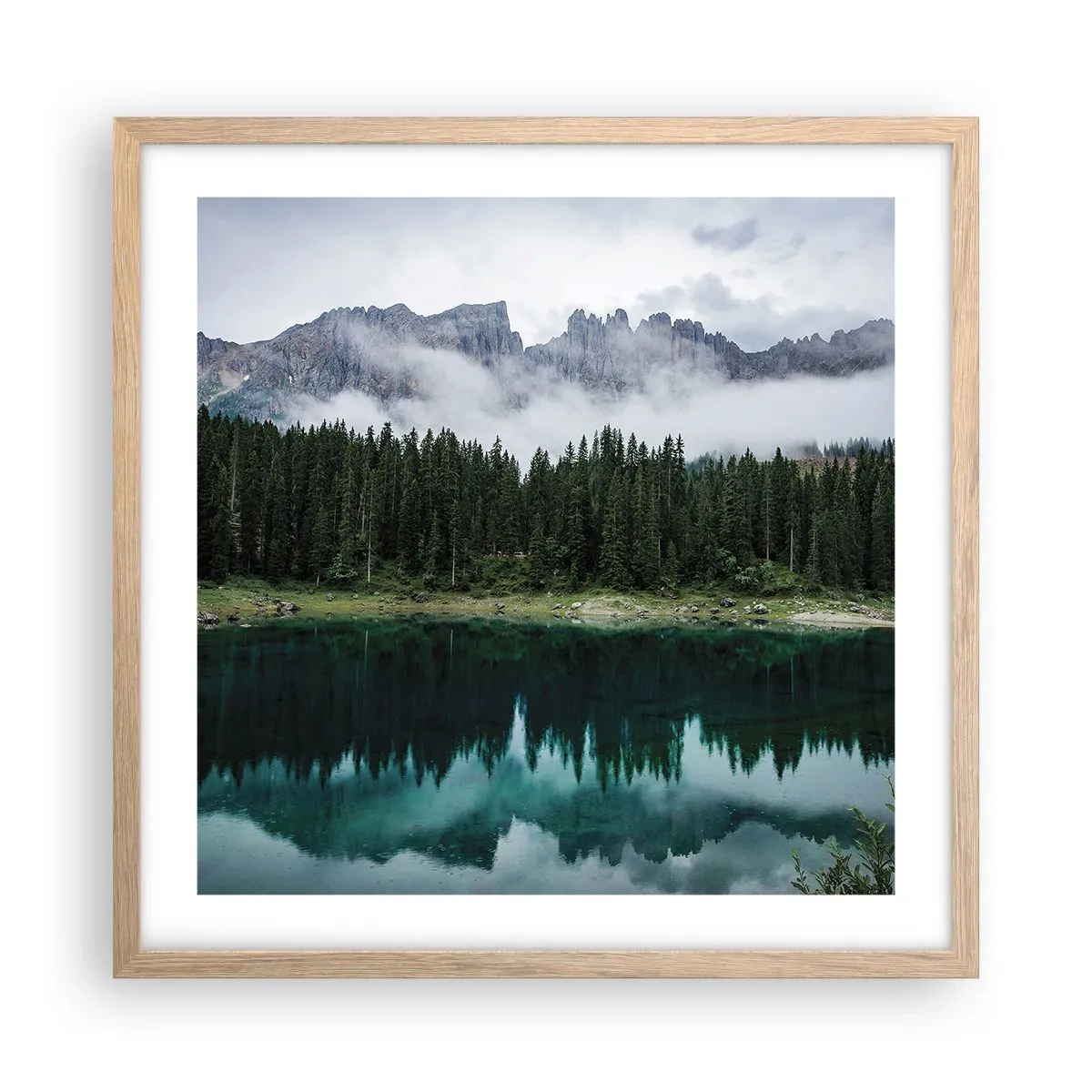 Poster in cornice rovere chiaro - Silenzio, non svegliamo l'acqua che dorme... - 50x50 cm