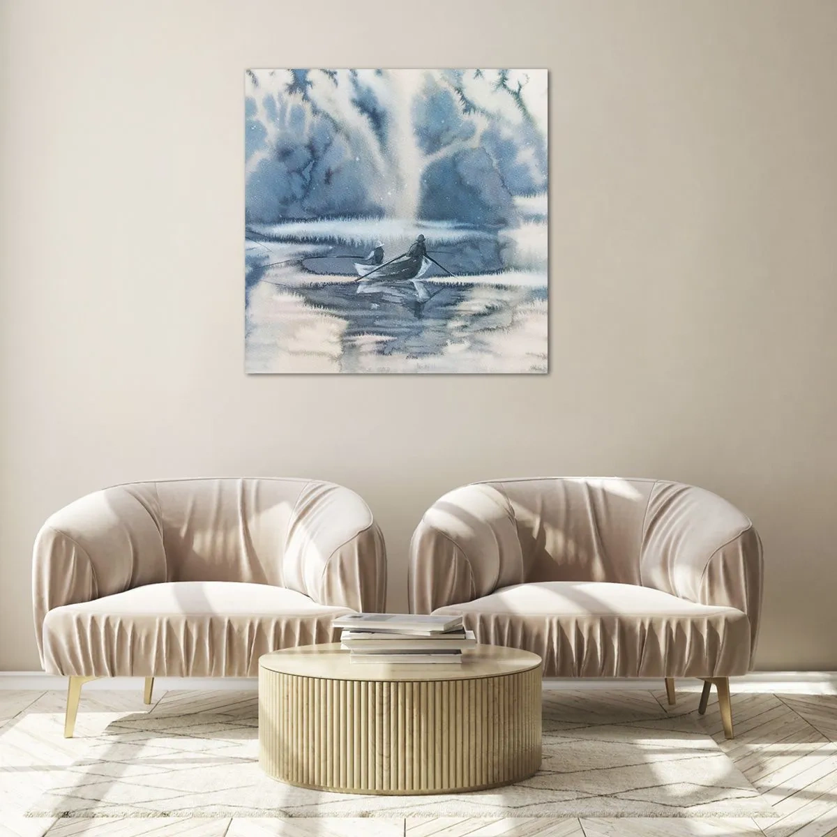 Quadro su vetro - I pescatori nel loro paradiso - 40x40 cm