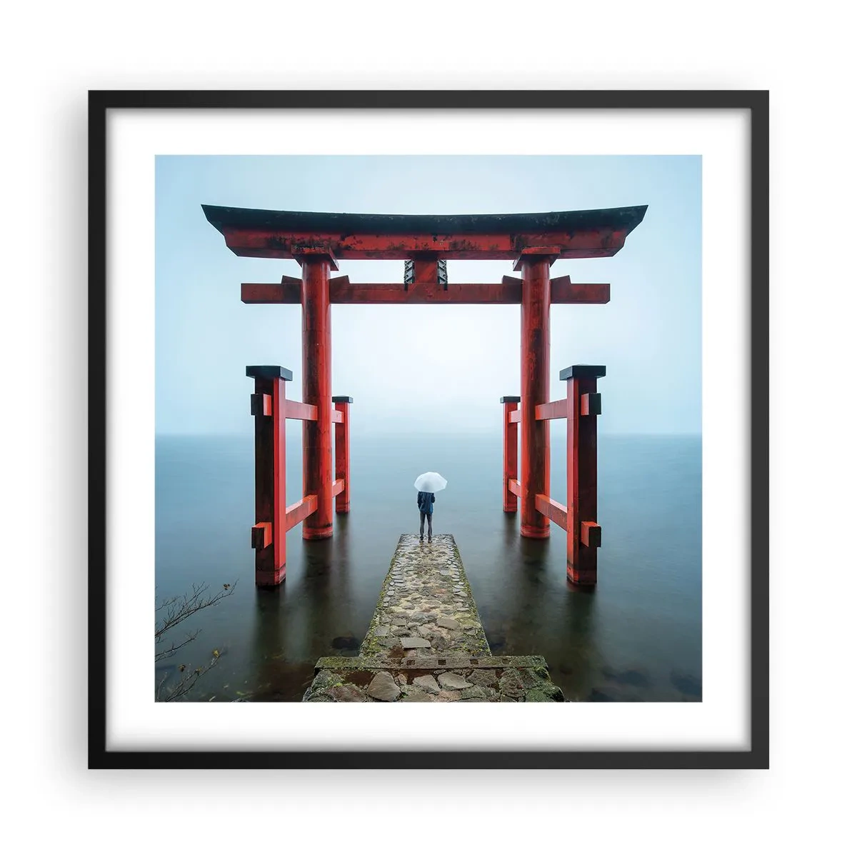 Poster in cornice nera - Meditazione giapponese - 50x50 cm