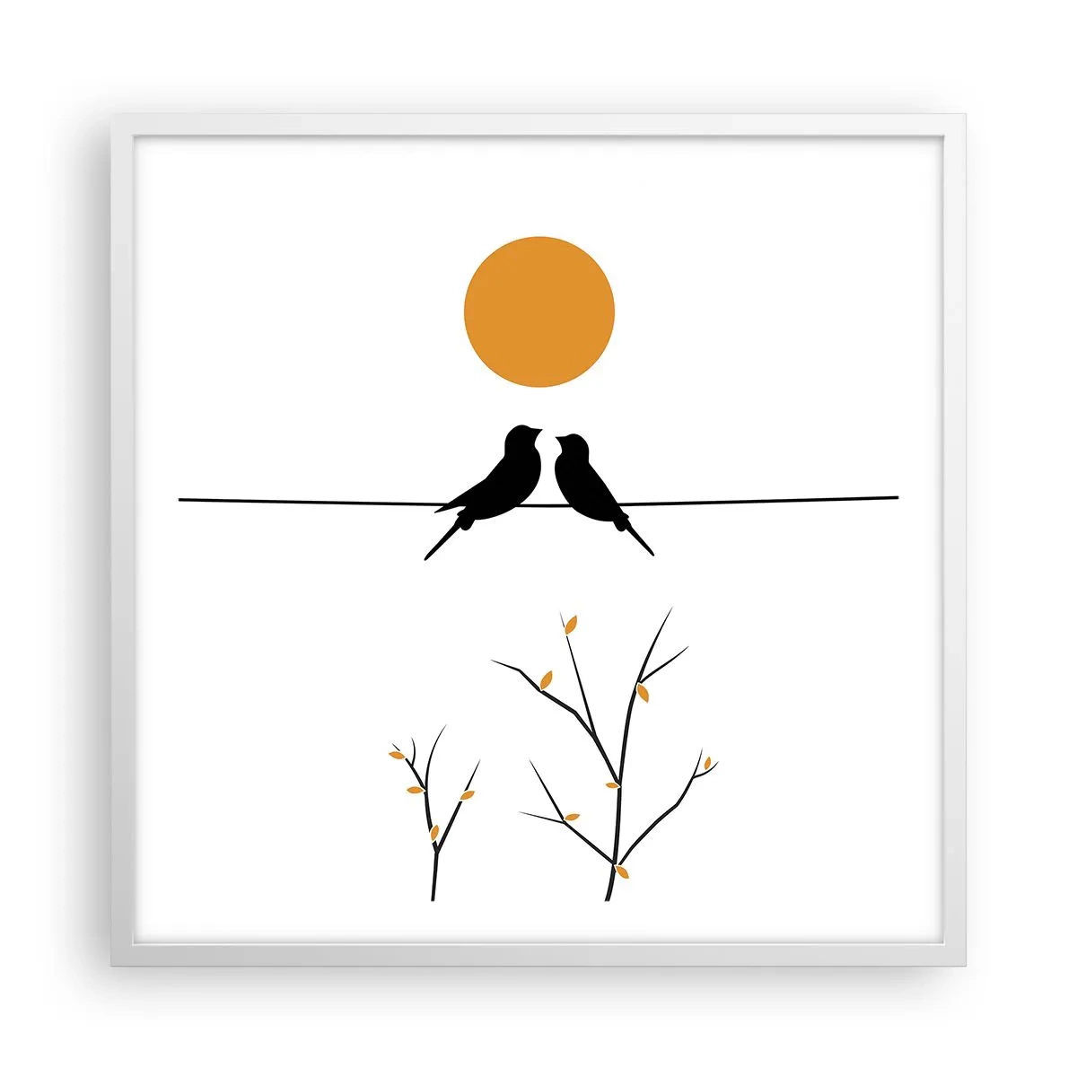 Poster in cornice bianca - Sera da usignoli - 60x60 cm