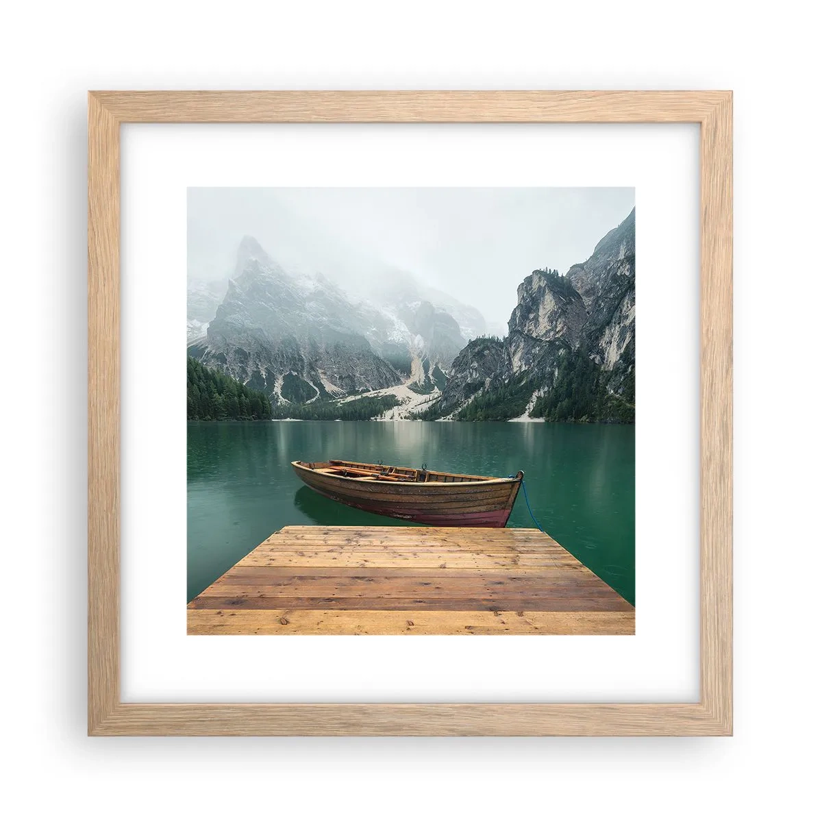 Poster in cornice rovere chiaro - E attorno le fiere rocce - 30x30 cm