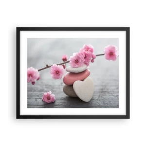 Poster in cornice nera - Serenità con fiori di ciliegio - 50x40 cm