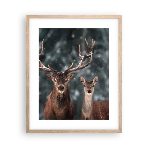 Poster in cornice rovere chiaro - Il re della foresta con la consorte - 40x50 cm