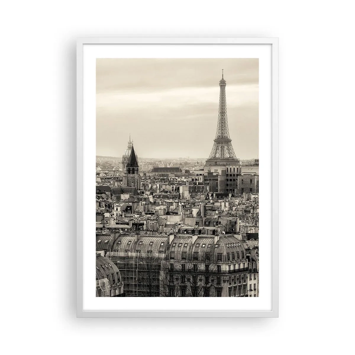 Poster in cornice bianca - Sui tetti di Parigi - 50x70 cm