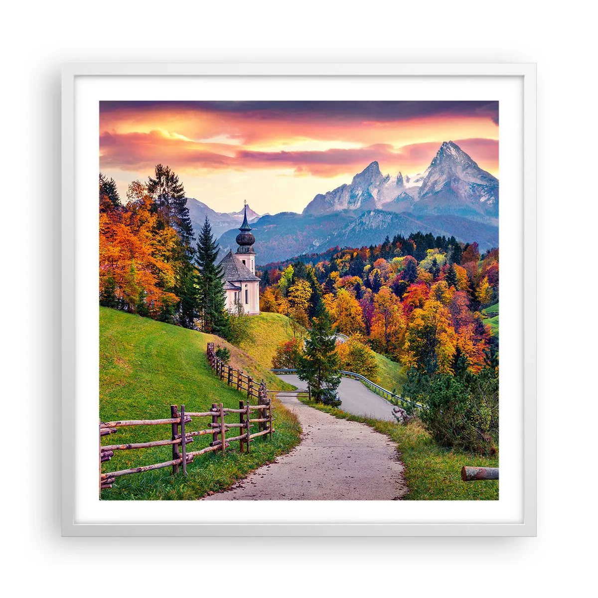 Poster in cornice bianca - Un paesaggio come dipinto - 60x60 cm