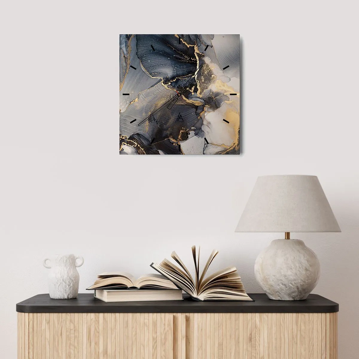 Orologio da parete - Orologio in Vetro - Vita di pietra - 40x40 cm