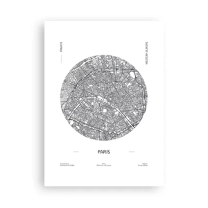 Poster - Mappa minimalista di Parigi in un cerchio - 50x70cm - Anatomia di Parigi - Decorazione murale moderna per soggiorno e camera da letto ARTTOR