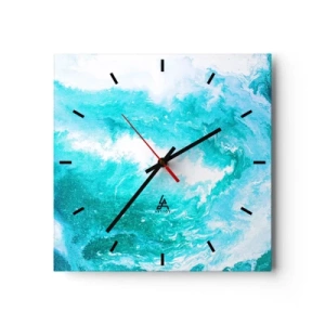 Orologio da parete - Orologio in Vetro - Vortice astratto nei toni del blu - 30x30cm - Nel vortice degli elementi - Decorazione murale moderna per soggiorno e camera da letto ARTTOR