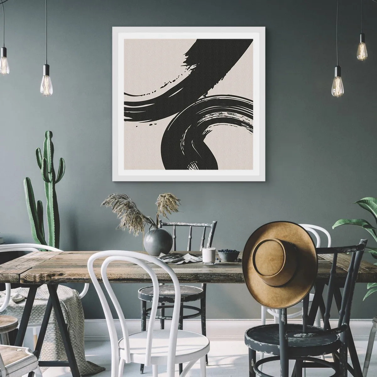 Poster in cornice bianca - Energico e circolare - 40x40 cm