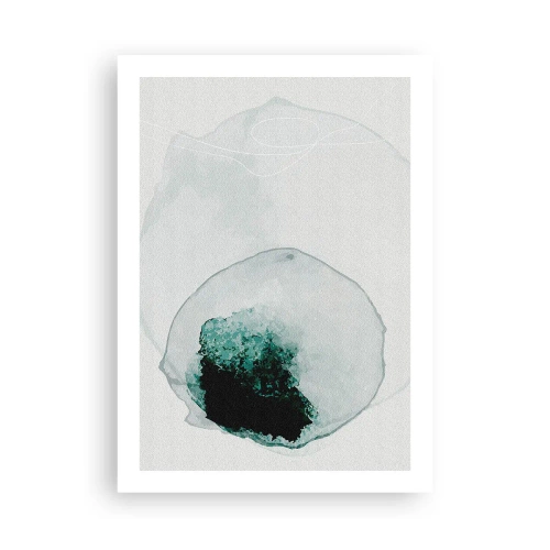 Poster - Forma organica astratta nelle tonalità del verde - 50x70cm - In una goccia d'acqua - Decorazione murale moderna per soggiorno e camera da letto ARTTOR