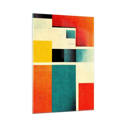 Quadro su vetro - Astrazione geometrica con rettangoli e quadrati colorati - 80x120cm - Astrazione geometrica: energia buona - Decorazione murale moderna per soggiorno e camera da letto ARTTOR