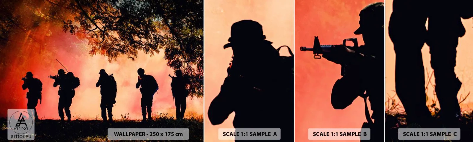 Campione di Fotomurale Adesivo Deluxe Sticker - …Tutti per uno. - Soldato, Arma, Fucile - 100x30 cm