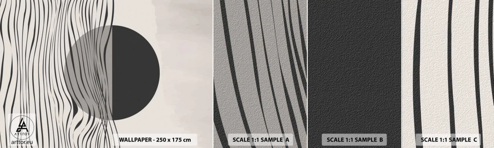 Campione Di Fotomurale Standard Eco - Composizione a metà - Astrazione, Pezzo, Bianco e nero - 100x30 cm