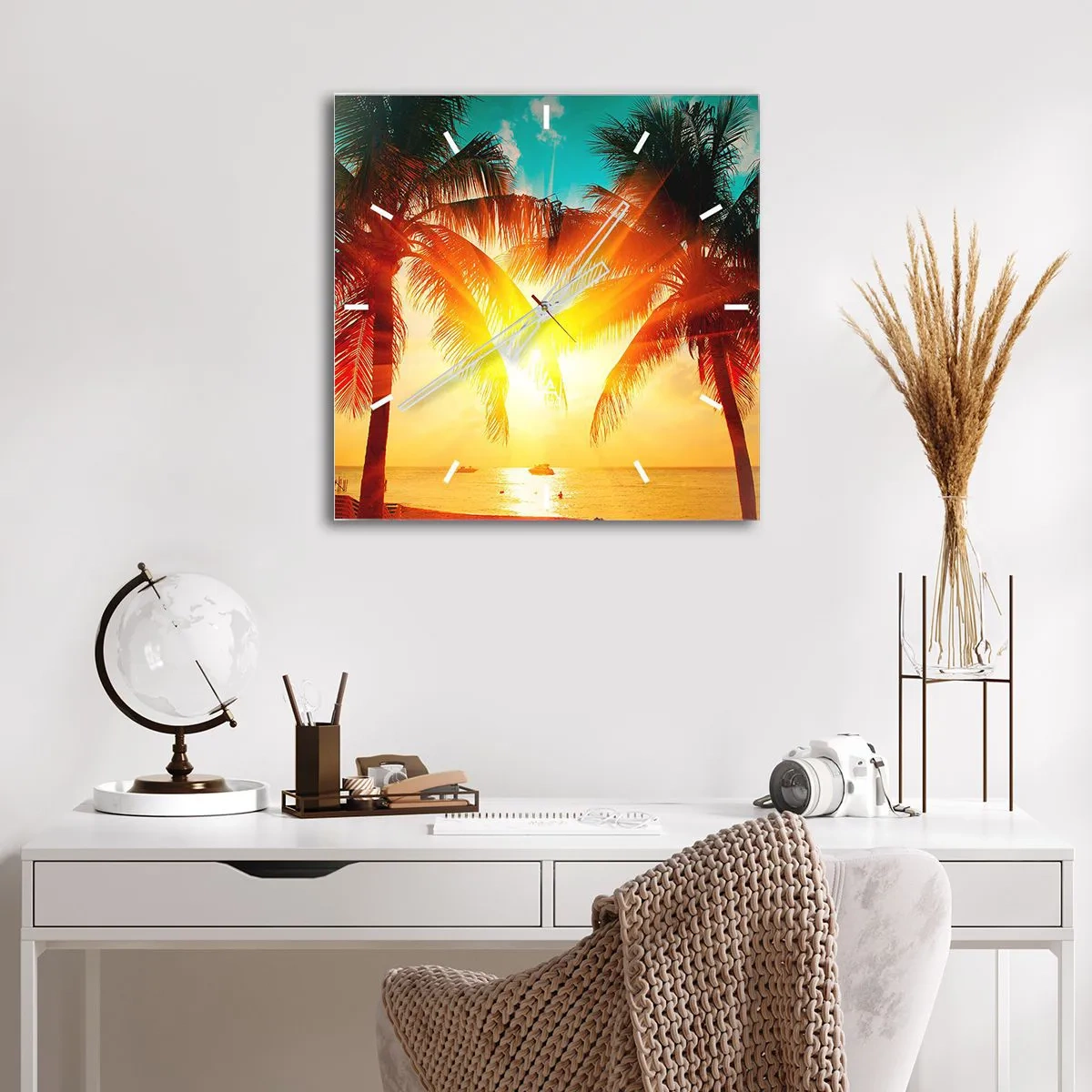 Orologio da parete - Orologio in Vetro - Coppia esotica - 40x40 cm