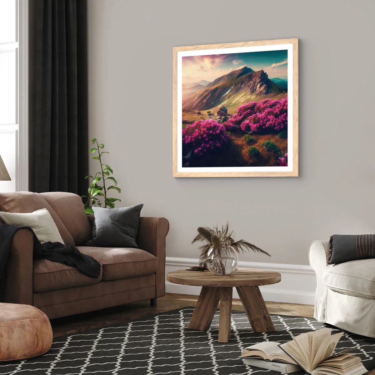Poster in cornice rovere chiaro - L'estate sui monti - 60x60 cm