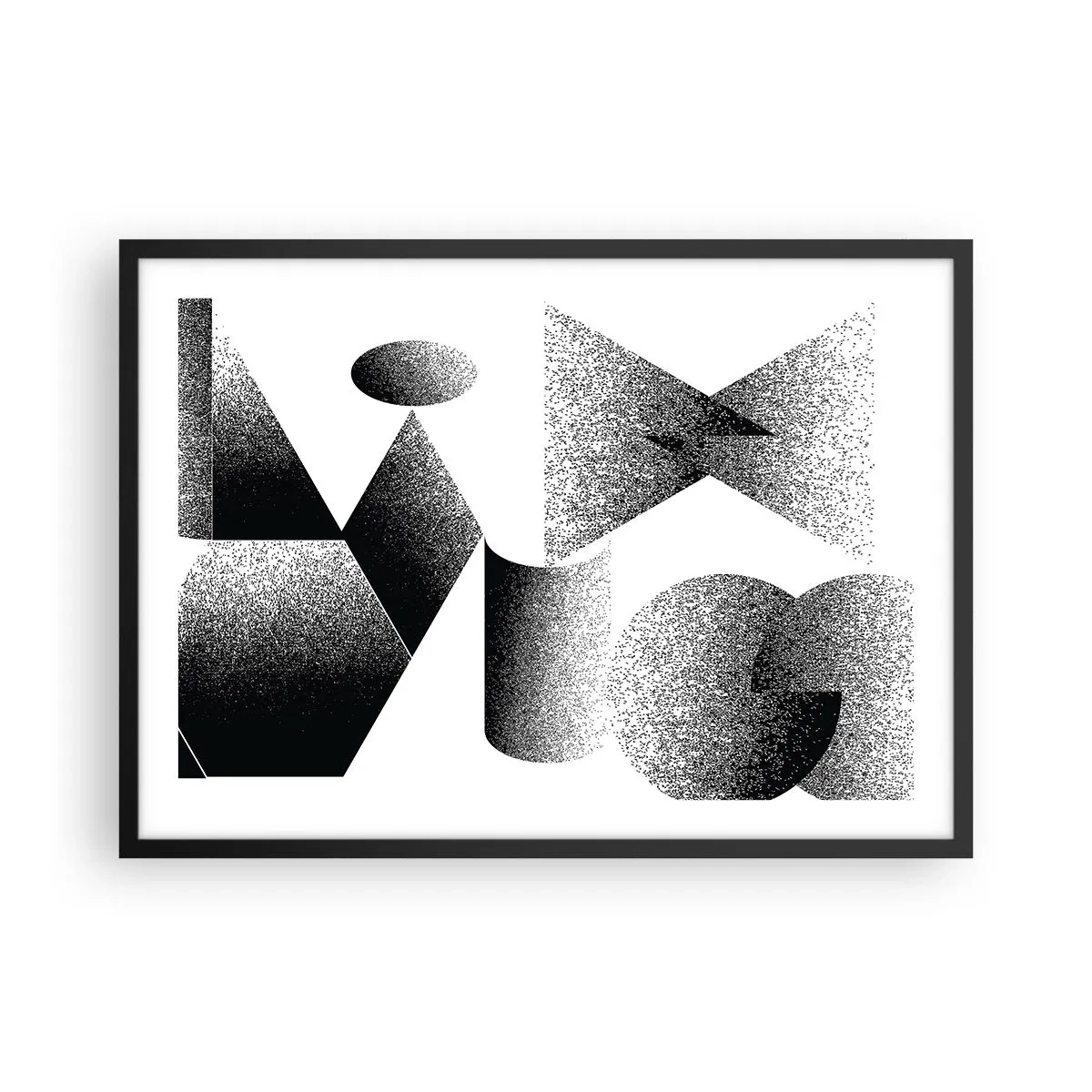 Poster in cornice nera - Geometria composta da angoli e forme ovali - 70x50cm - Angoli e ovali - Decorazione murale moderna per soggiorno e camera da letto ARTTOR
