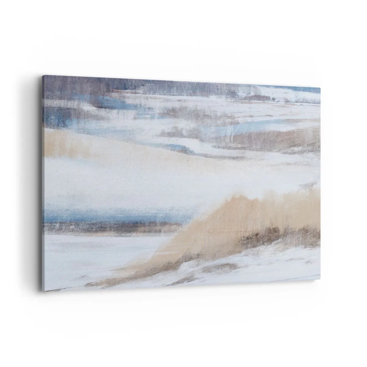 Quadro su tela - Stampe su Tela - Paesaggio invernale astratto nei toni del bianco e del blu - 100x70cm - Composizione invernale - Decorazione murale moderna per soggiorno e camera da letto ARTTOR