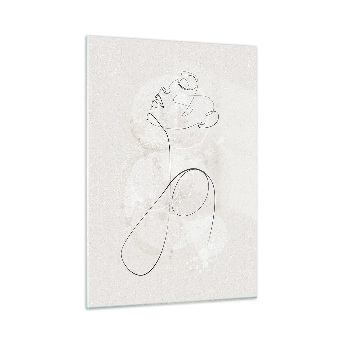 Quadro su vetro - Ritratto astratto nei toni del bianco - 50x70cm - La spirale della bellezza - Decorazione murale moderna per soggiorno e camera da letto ARTTOR