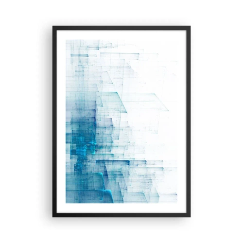 Poster in cornice nera - Composizione geometrica astratta nei toni del blu e del bianco - 50x70cm - E lo spazio fu - Decorazione murale moderna per soggiorno e camera da letto ARTTOR