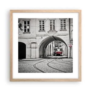 Poster in cornice rovere chiaro - Attraverso il labirinto cittadino - 40x40 cm