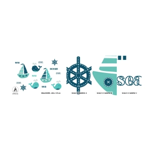Campione di Fotomurale Adesivo Deluxe Sticker - Attraverso i mari e gli oceani - Per bambini, Nautico, Barca a vela - 100x30 cm