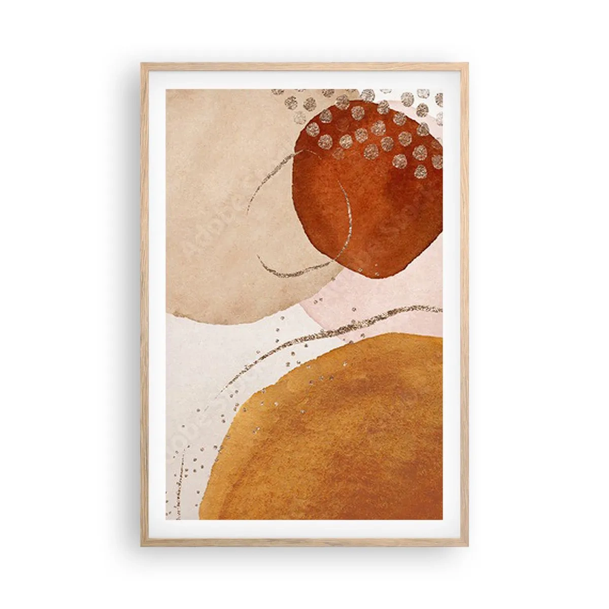 Poster in cornice rovere chiaro - Rotondità e movimento - 61x91 cm