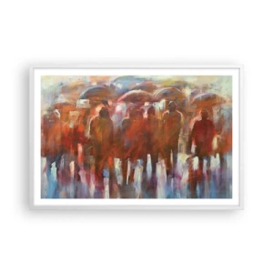Poster in cornice bianca - Uguali nella pioggia e nella nebbia - 91x61 cm