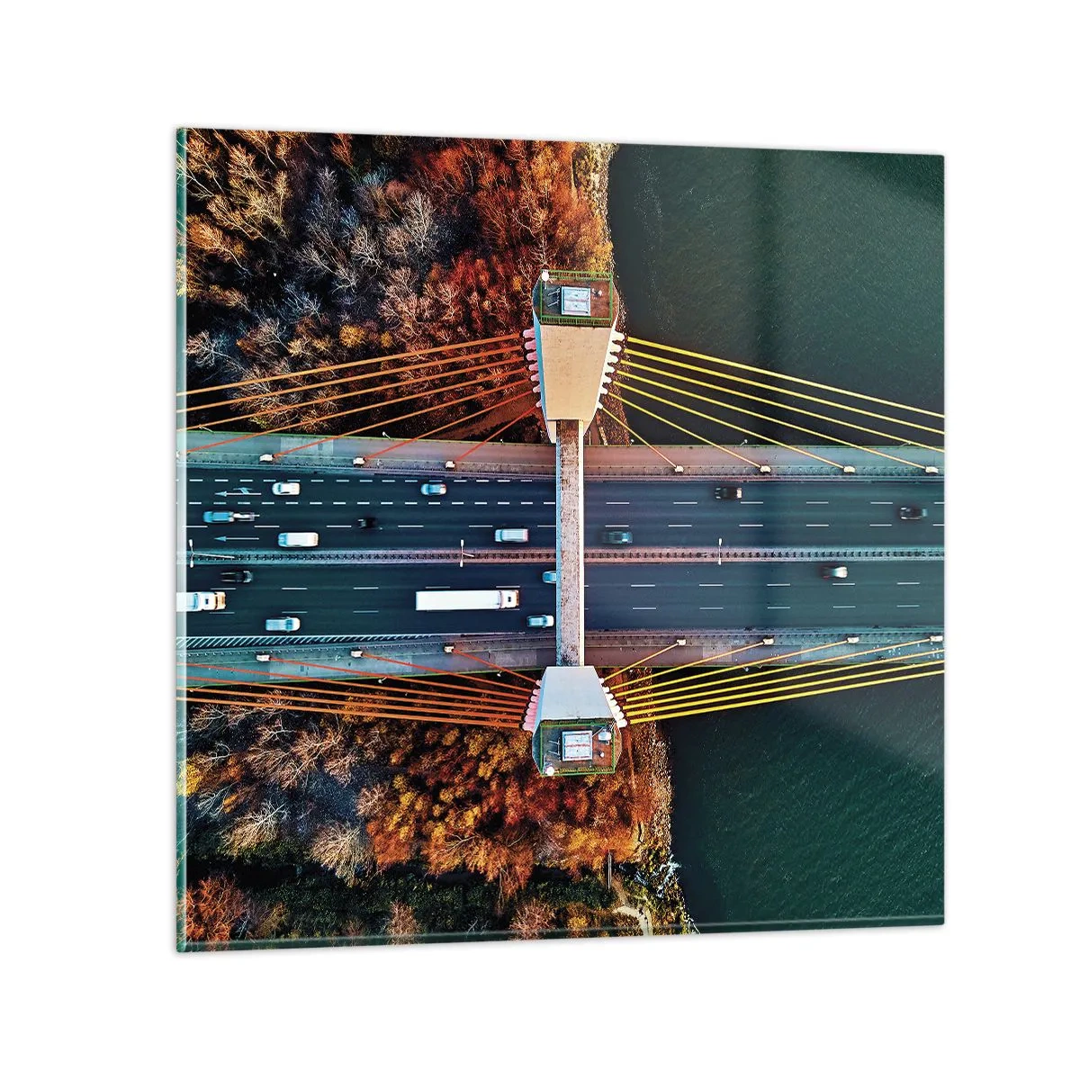 Quadro su vetro - Oltre il fiume, oltre il bosco - 40x40 cm