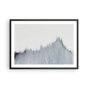 Poster in cornice nera - Composizione astratta grigia in stile minimalista - 70x50cm - Iscrizione misteriosa - Decorazione murale moderna per soggiorno e camera da letto ARTTOR