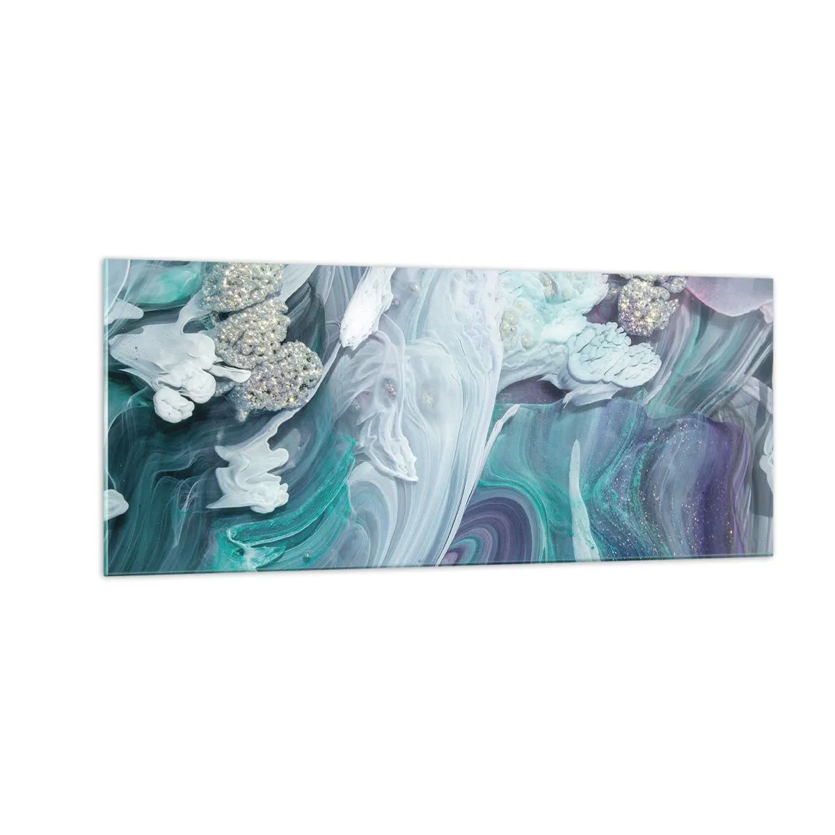 Quadro su vetro - Correnti di blu - 100x40 cm