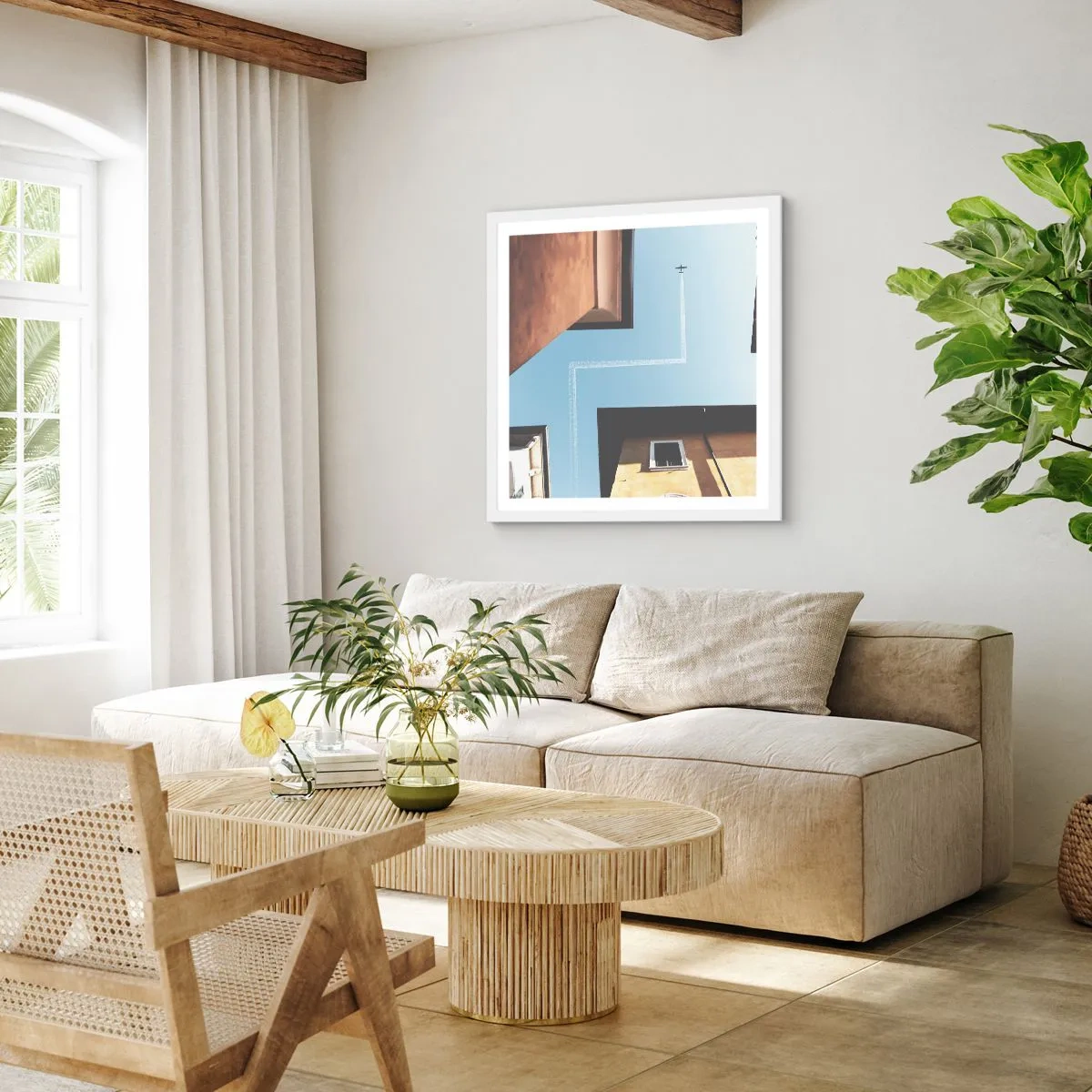 Poster in cornice bianca - Sopra il labirinto urbano - 40x40 cm