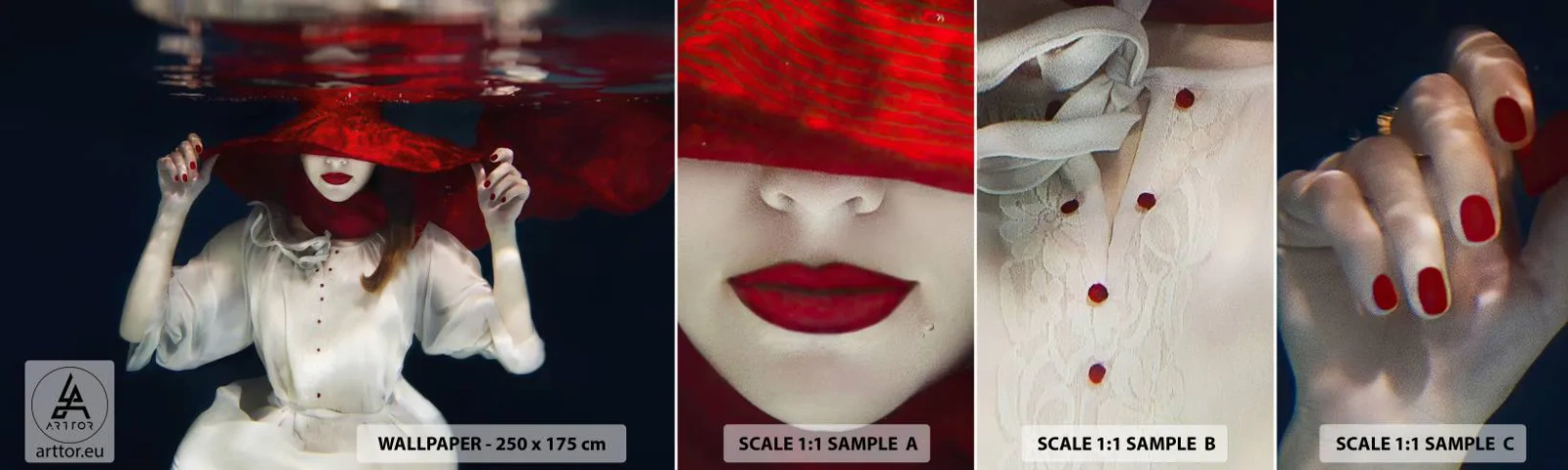 Campione di Fotomurale Adesivo Deluxe Sticker - Donnagatto - Astrazione, Donna In Un Cappello, Pezzo - 100x30 cm