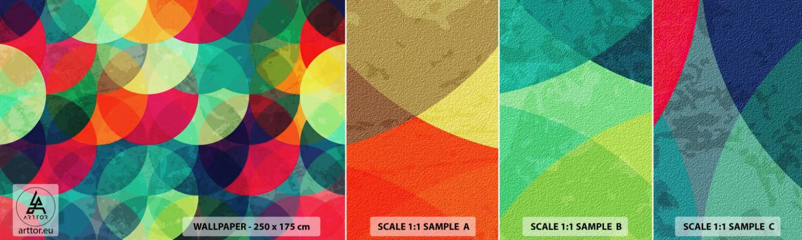 Campione di Fotomurale Adesivo Deluxe Sticker - Ascensione arcobaleno - Astrazione, Pezzo, Cerchi colorati - 100x30 cm