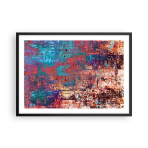 Poster in cornice nera - Una composizione astratta con un mix di colori intensi. - 70x50cm - Memoria e dimenticanza - Decorazione murale moderna per soggiorno e camera da letto ARTTOR