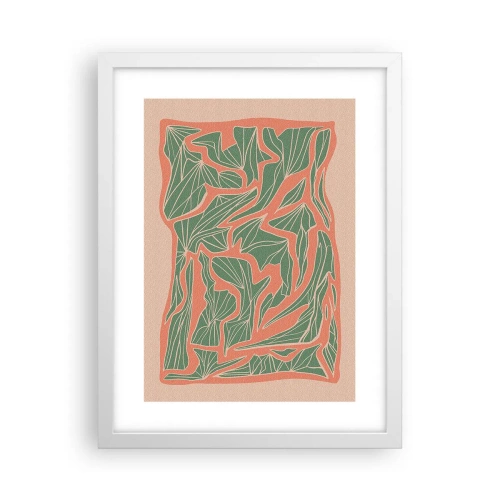 Poster in cornice bianca - La lotta tra il corallo e il verde - 30x40 cm