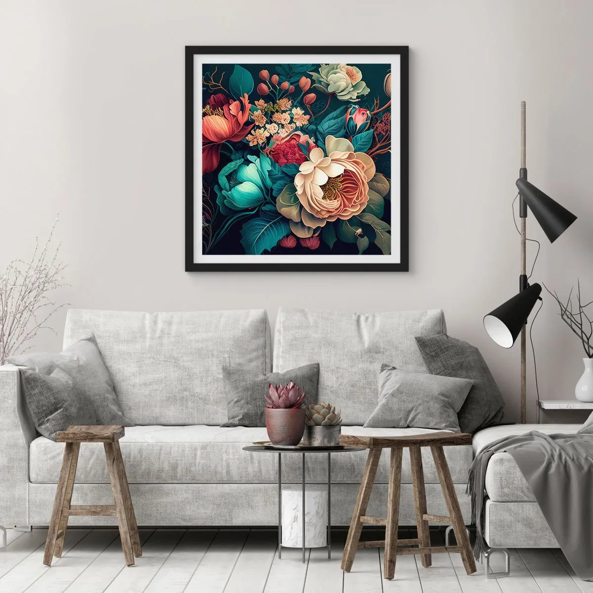 Poster in cornice nera - Il fascino del 19esimo secolo - 50x50 cm