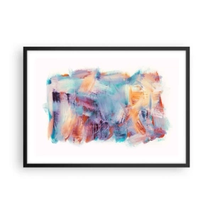 Poster in cornice nera - Pennellate colorate in una composizione astratta - 70x50cm - Caos colorato - Decorazione murale moderna per soggiorno e camera da letto ARTTOR