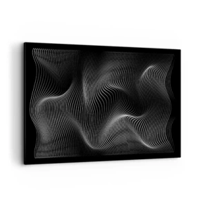 Quadro su tela - Stampe su Tela - Linee bianche astratte su sfondo nero - 120x80cm - La danza della luce nello spazio - Decorazione murale moderna per soggiorno e camera da letto ARTTOR
