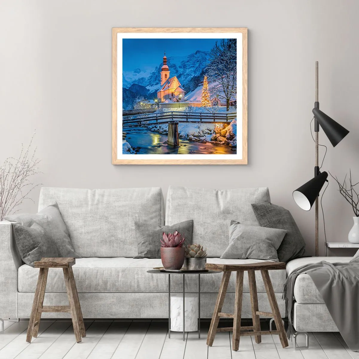 Poster in cornice rovere chiaro - Lo spirito di Natale - 60x60 cm