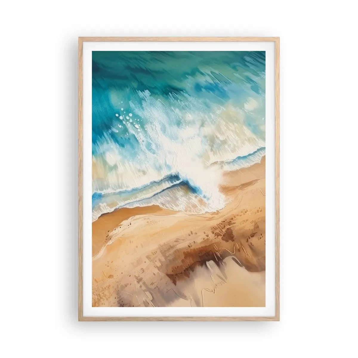 Poster in cornice rovere chiaro - L'onda che ritorna - 70x100 cm
