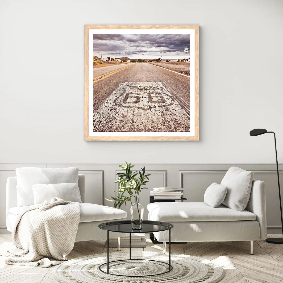Poster in cornice rovere chiaro - La Route 66: una leggenda americana - 30x30 cm