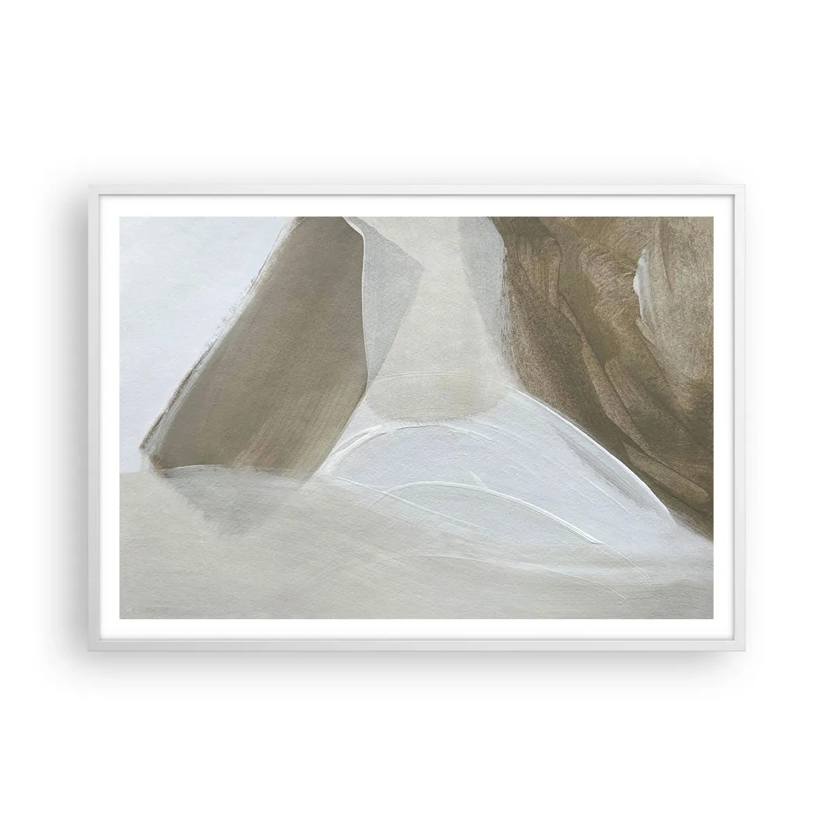 Poster in cornice bianca - Onda di bianco - 100x70 cm