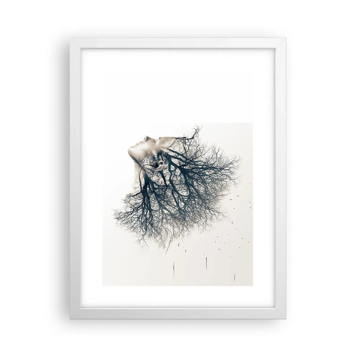 Poster in cornice bianca - In ascolto del sussurro dell'albero - 30x40 cm