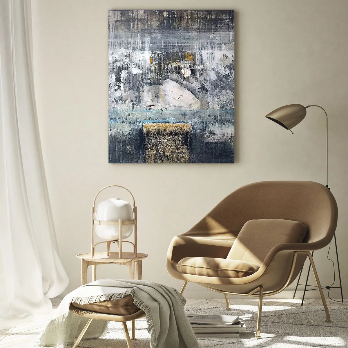 Quadro su vetro - Composizione astratta in toni freddi - 80x120cm - Talvolta è facile, talvolta è difficile - Decorazione murale moderna per soggiorno e camera da letto ARTTOR