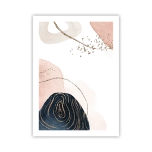 Poster - Forme astratte in tonalità pastello con accenti dorati - 50x70cm - Tutto scorre - Decorazione murale moderna per soggiorno e camera da letto ARTTOR